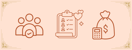 Confirm guest count and budget